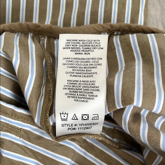 SCOTCH & SODA NWT Olive Green Striped Wide Leg Pants Slant Pocket, Size L - Picture 10 of 10